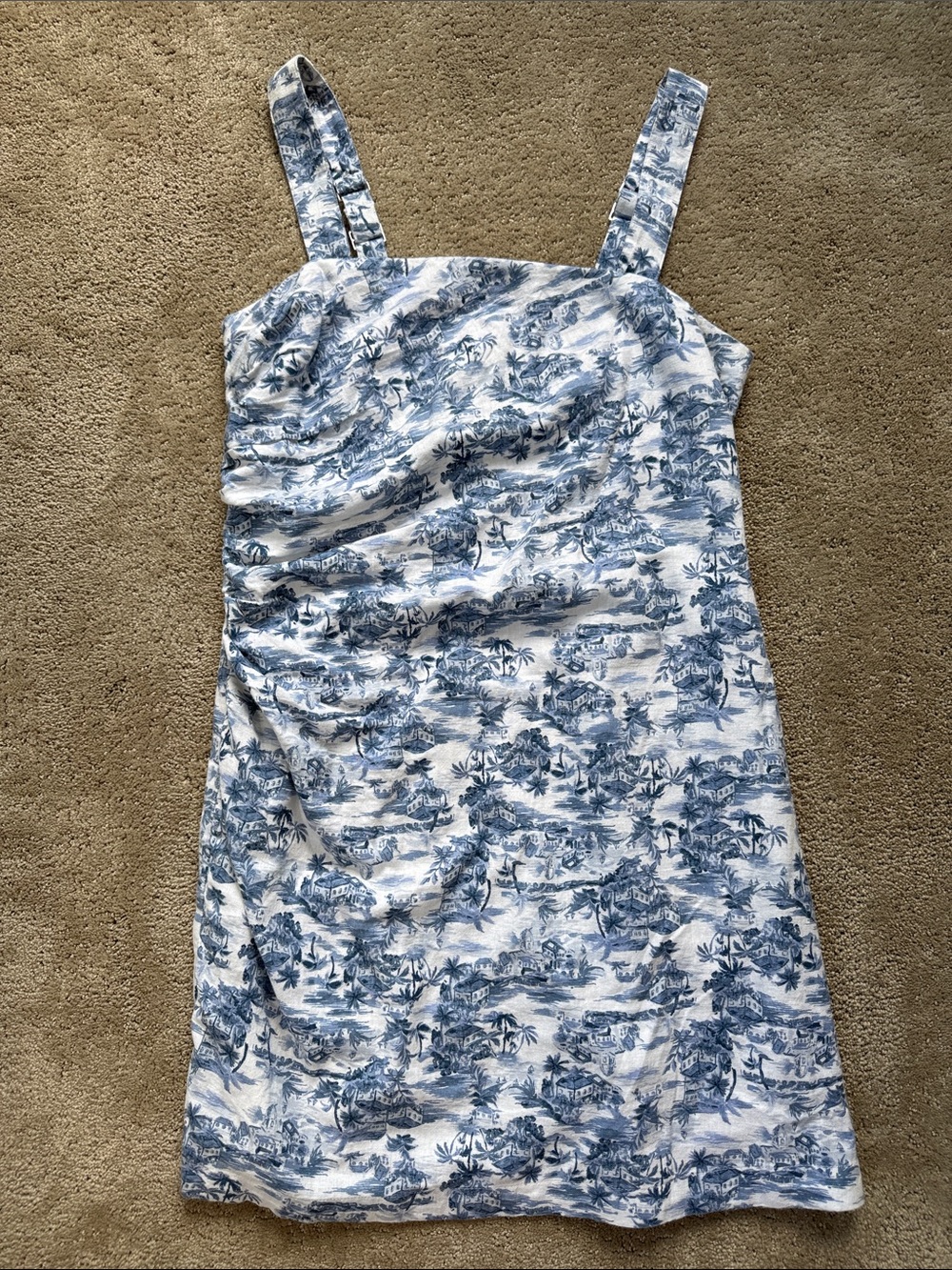Abercrombie & Fitch Linen Side Ruched Mini Dress NWT, Size Large Tall